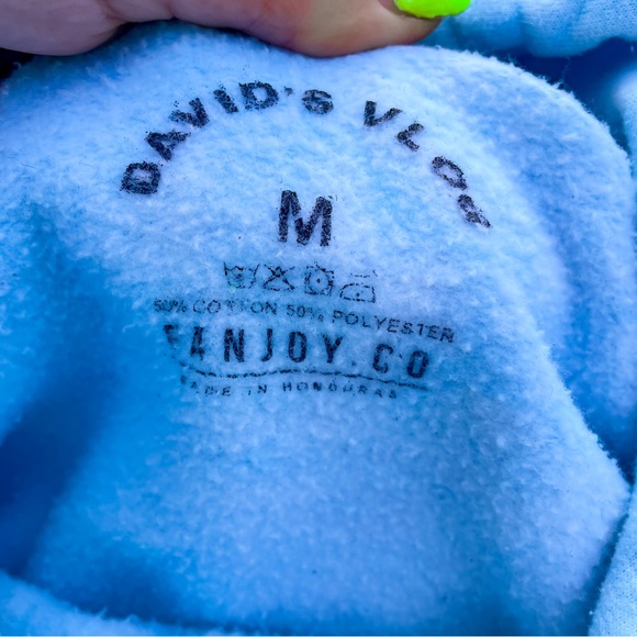Blue Tie Dye David Dobrik Hoodie Sweatshirt David’s Vlog Size Medium Fanjoy - Picture 3 of 3